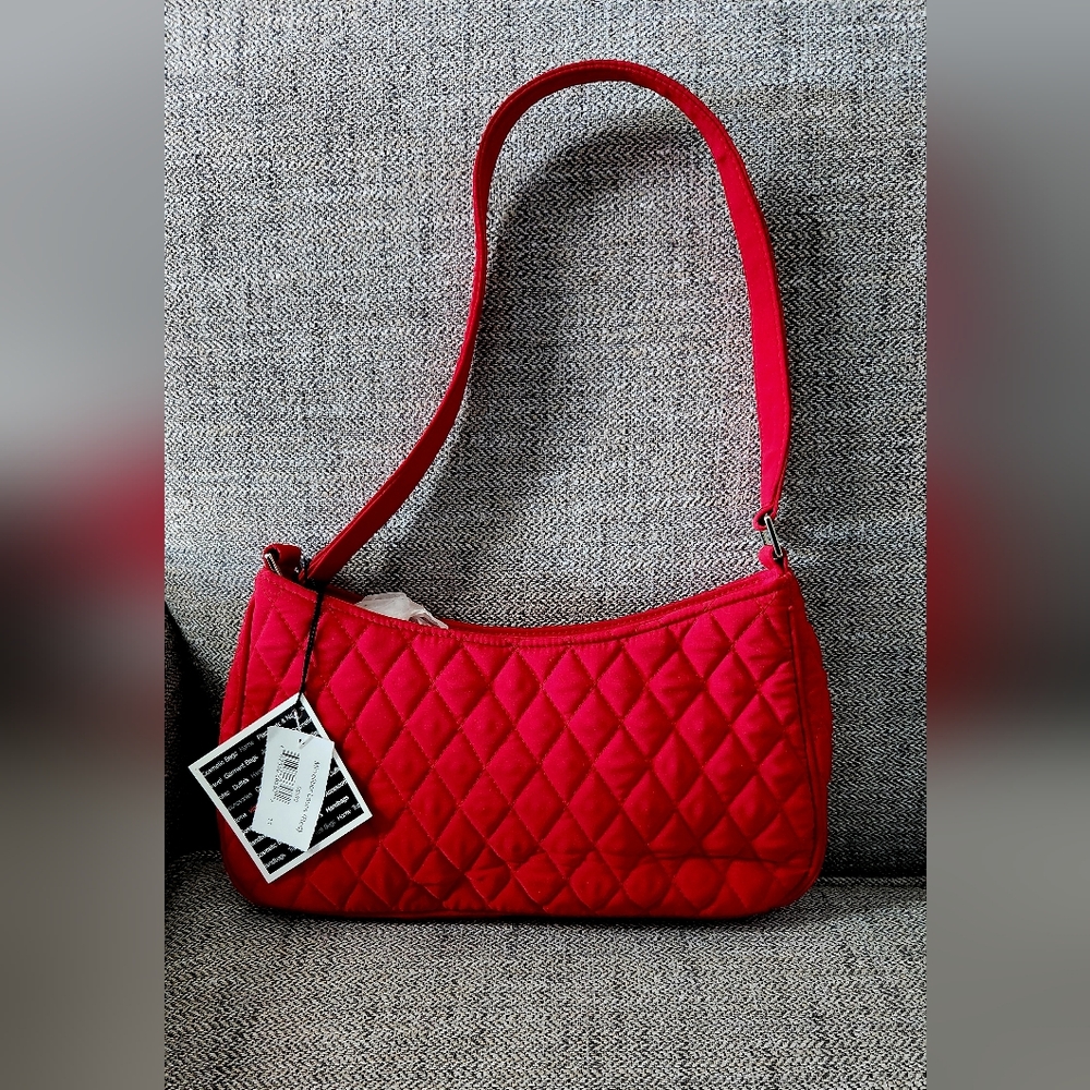 Vera Bradley Microfiber Laura Purse Red Silver Accen NWT and Original Packing